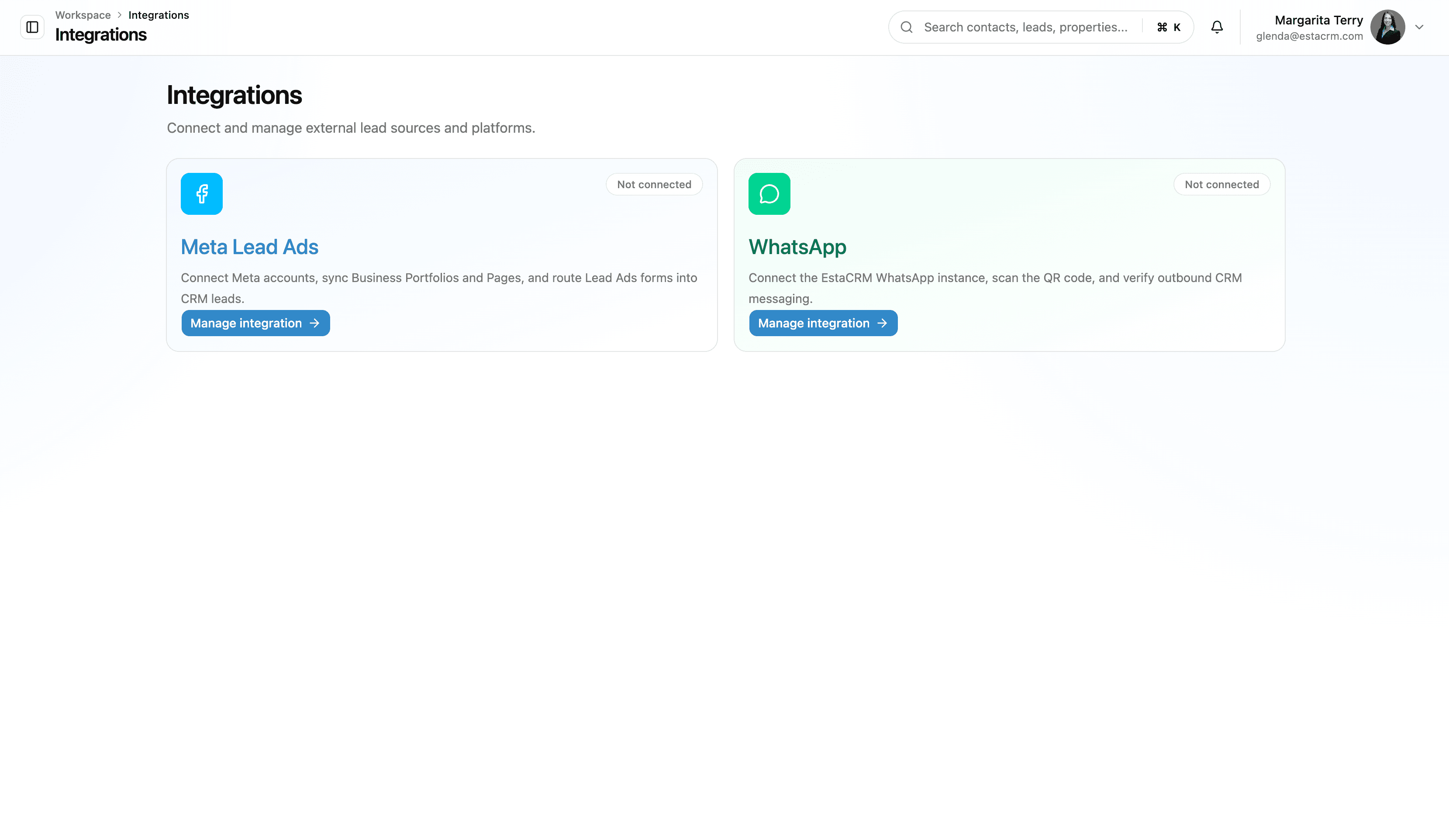 Lead integrations for Meta and WhatsApp