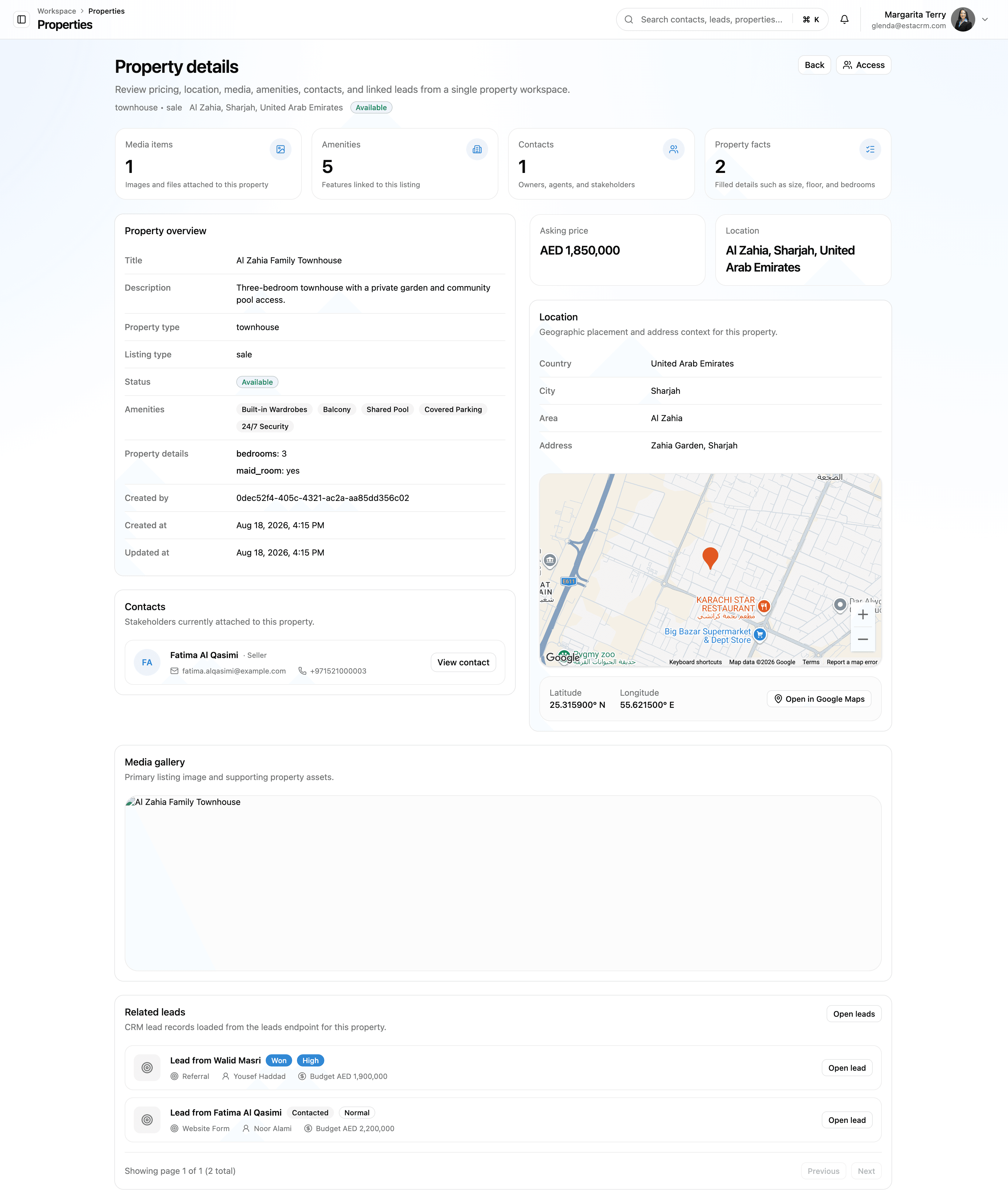Property details in EstaCRM